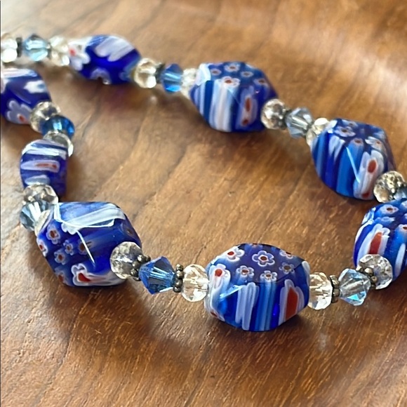 DOL Blue Millefiore Crystal Beaded Necklace - Picture 13 of 15